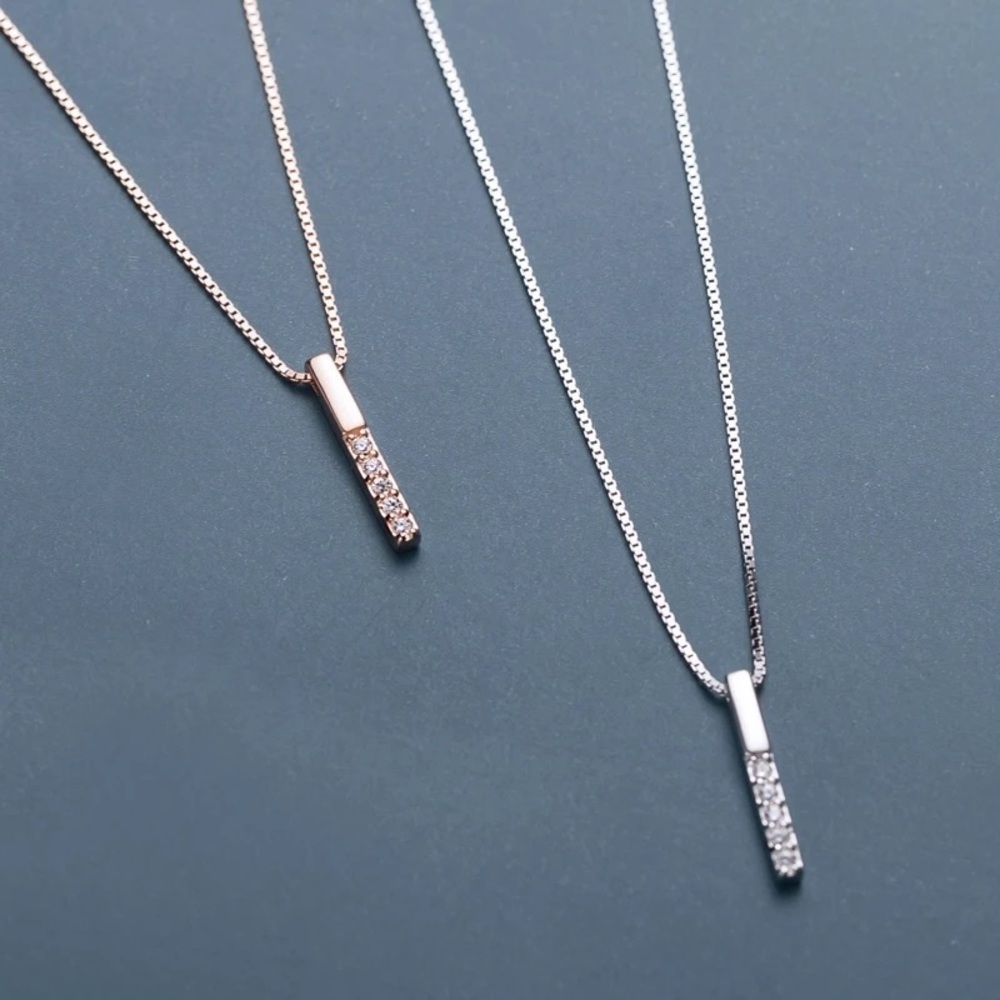 Sterling Silver Simulated Diamond Drop Necklace - Picture 13 of 13